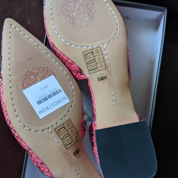 NWB Vince Camuto Cruiz Watermelon Python Flats 9.5 - Picture 5 of 6